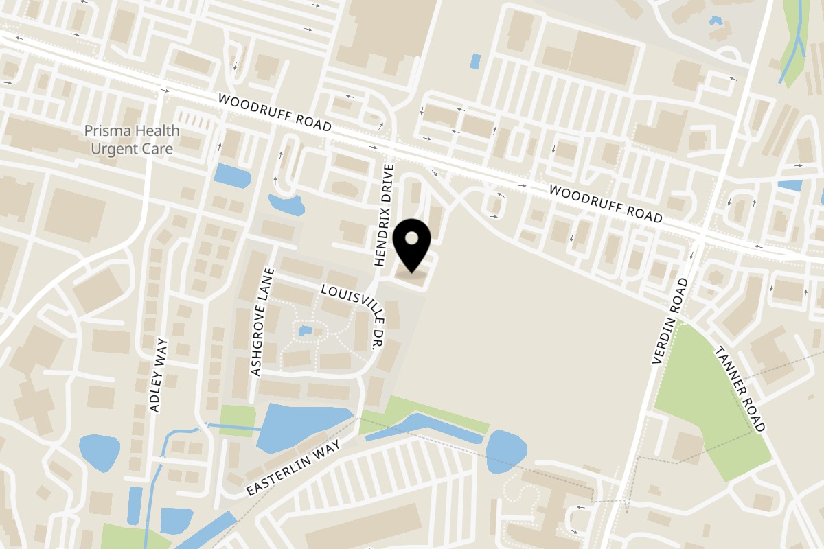 Map showing the location of The Amaravati on 9 Hendrix Dr in Greenville